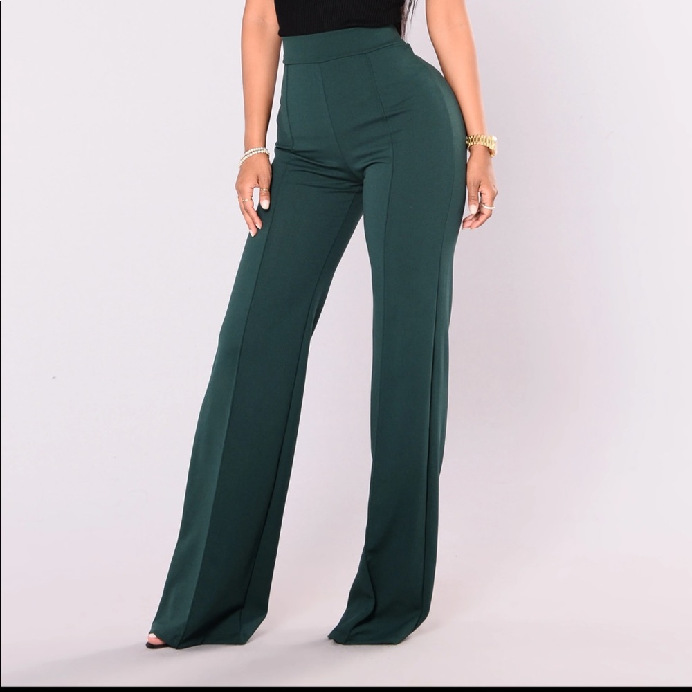 Green high waist dress pants